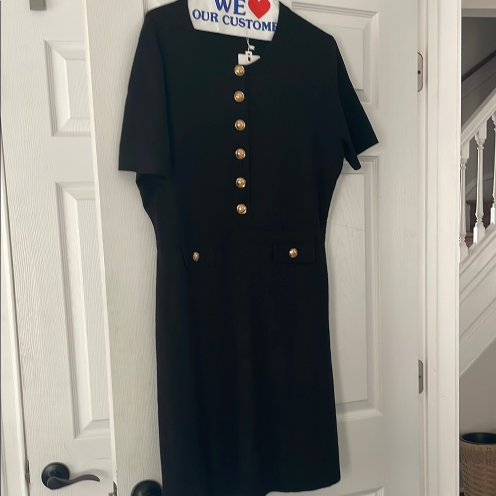 Elegant Black Dress with Gold Accents